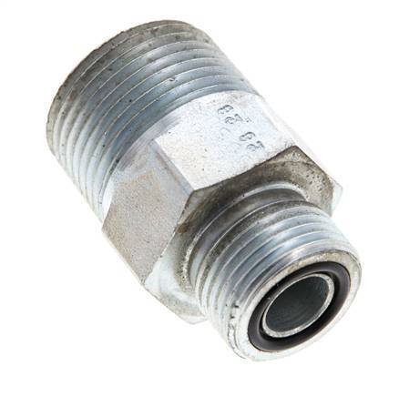 UN 13/16''-16 x 3/4'' NPT Embout double en acier zingué ORFS 400 Bar - Hydraulique