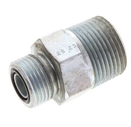 UN 13/16''-16 x 3/4'' NPT Embout double en acier zingué ORFS 400 Bar - Hydraulique