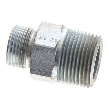 UN 13/16''-16 x 3/4'' NPT Embout double en acier zingué ORFS 400 Bar - Hydraulique