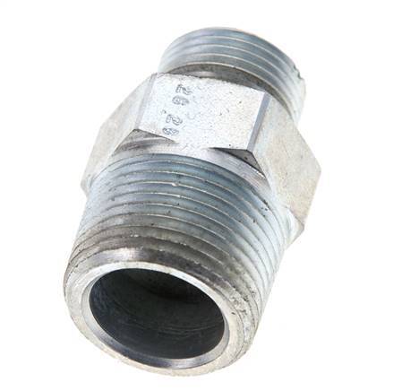 UN 13/16''-16 x 3/4'' NPT Embout double en acier zingué ORFS 400 Bar - Hydraulique