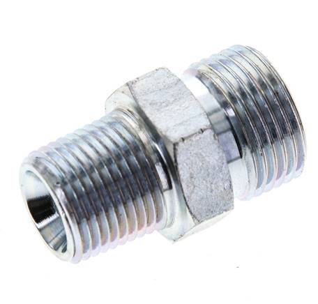 UN 13/16''-16 x 3/8'' NPT Embout double en acier zingué ORFS 630 Bar - Hydraulique