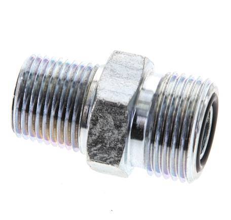 UN 13/16''-16 x 3/8'' NPT Embout double en acier zingué ORFS 630 Bar - Hydraulique