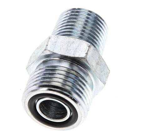 UN 13/16''-16 x 3/8'' NPT Embout double en acier zingué ORFS 630 Bar - Hydraulique