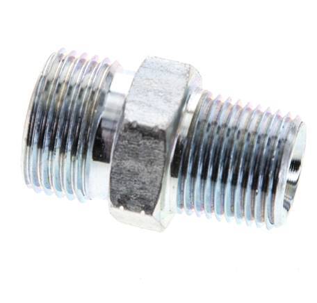 UN 13/16''-16 x 3/8'' NPT Embout double en acier zingué ORFS 630 Bar - Hydraulique