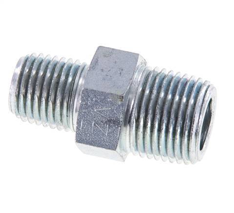 Embout double en acier zingué 1/4'' NPT x 3/8'' NPT 210 Bar - Hydraulique
