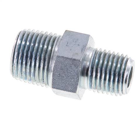 Embout double en acier zingué 1/4'' NPT x 3/8'' NPT 210 Bar - Hydraulique