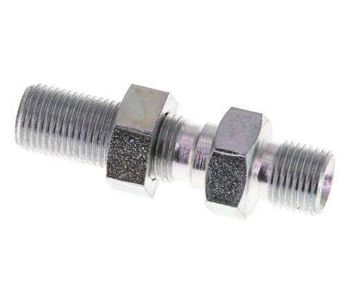 G 1/8'' Zinc plated Steel Bulkhead Double nipple 475 Bar - Hydraulic