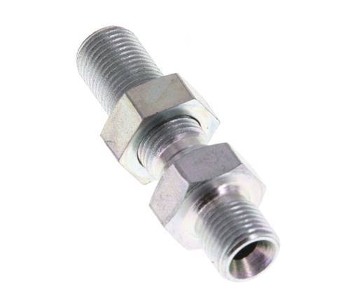G 1/8'' Zinc plated Steel Bulkhead Double nipple 475 Bar - Hydraulic