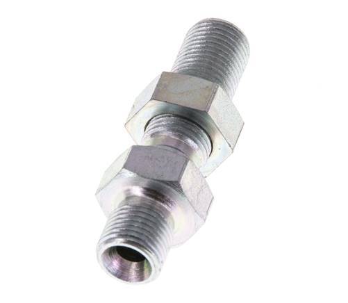 G 1/8'' Zinc plated Steel Bulkhead Double nipple 475 Bar - Hydraulic