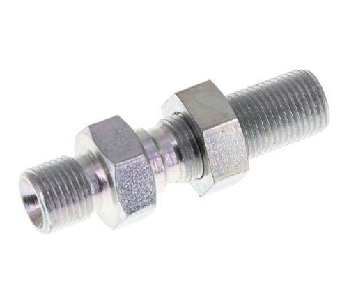 G 1/8'' Zinc plated Steel Bulkhead Double nipple 475 Bar - Hydraulic
