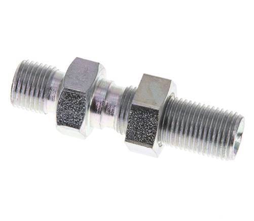 G 1/8'' Zinc plated Steel Bulkhead Double nipple 475 Bar - Hydraulic
