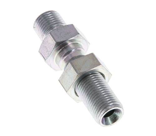 G 1/8'' Zinc plated Steel Bulkhead Double nipple 475 Bar - Hydraulic