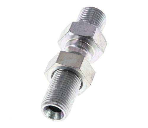 G 1/8'' Zinc plated Steel Bulkhead Double nipple 475 Bar - Hydraulic
