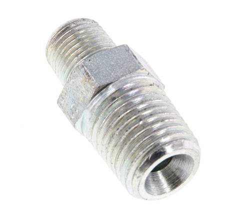 1/8'' NPT x 1/4'' NPT Zinc plated Steel Double Nipple 375 Bar - Hydraulic [2 Pieces]