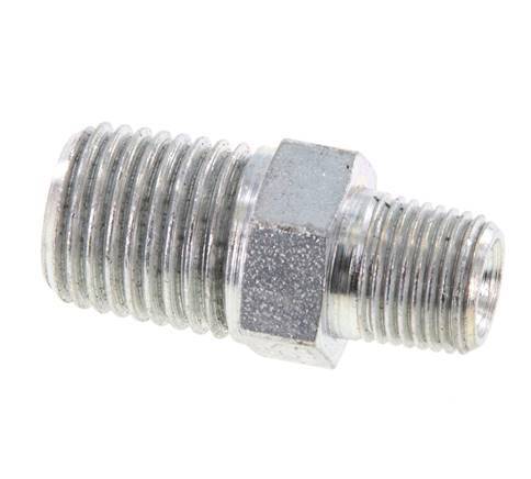 1/8'' NPT x 1/4'' NPT Zinc plated Steel Double Nipple 375 Bar - Hydraulic [2 Pieces]