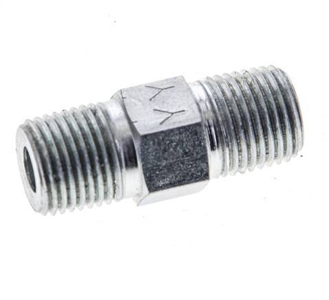 1/8'' NPT Acier zingué double mamelon 345 Bar - Hydraulique [2 Pièces].