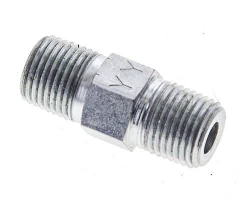 1/8'' NPT Acier zingué double mamelon 345 Bar - Hydraulique [2 Pièces].