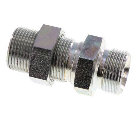 G 3/4'' Bulkhead en acier zingué Double mamelon 325 Bar - Hydraulique