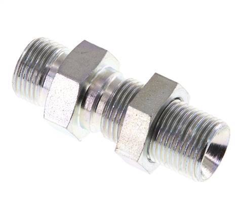 G 3/8'' Zinc plated Steel Bulkhead Double nipple 325 Bar - Hydraulic