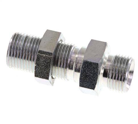 G 3/8'' Zinc plated Steel Bulkhead Double nipple 325 Bar - Hydraulic