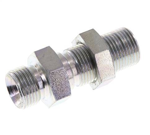 G 3/8'' Zinc plated Steel Bulkhead Double nipple 325 Bar - Hydraulic
