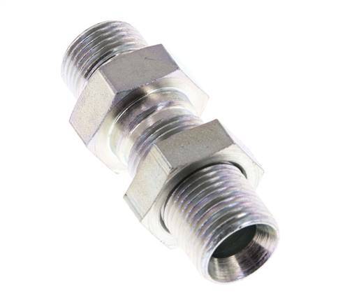 G 3/8'' Zinc plated Steel Bulkhead Double nipple 325 Bar - Hydraulic