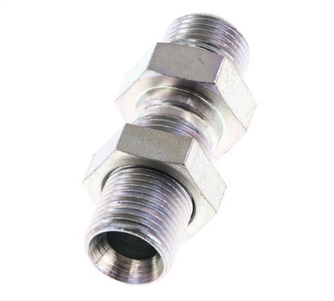 G 3/8'' Zinc plated Steel Bulkhead Double nipple 325 Bar - Hydraulic