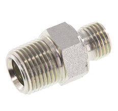 Mamelon double en acier zingué 3/8'' NPT x G 1/4'' 3-pièces 700 Bar - Hydraulique
