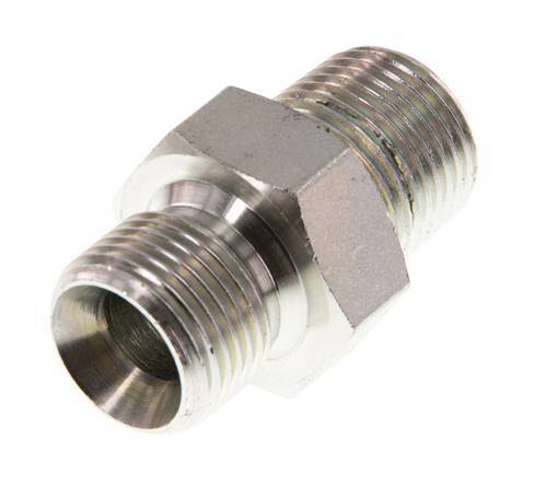 Mamelon double en acier zingué 3/8'' NPT x G 3/8'' 3-pièces 700 Bar - Hydraulique
