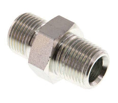 Mamelon double en acier zingué 3/8'' NPT x G 3/8'' 3-pièces 700 Bar - Hydraulique