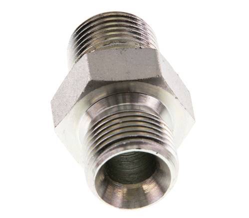 Mamelon double en acier zingué 3/8'' NPT x G 3/8'' 3-pièces 700 Bar - Hydraulique