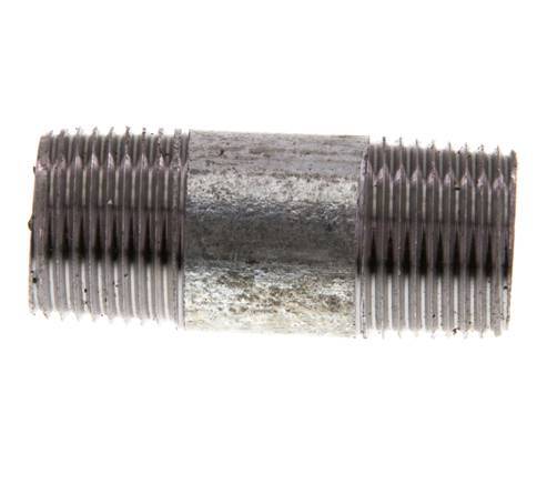 R 3/8'' Zinc plated Steel Double Pipe Nipple 50 Bar DIN 2982 - 40mm [5 Pieces]