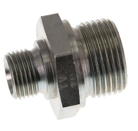 G 1'' x G 1/2'' Acier zingué double mamelon 345 Bar - Hydraulique