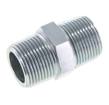 Mamelon double en acier zingué de 1'' NPT 140 Bar - Hydraulique