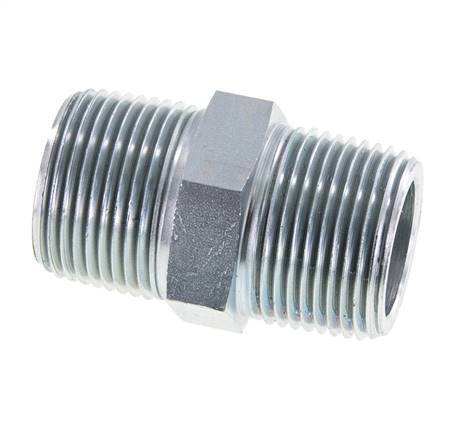 Mamelon double en acier zingué de 1'' NPT 140 Bar - Hydraulique