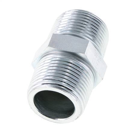 Mamelon double en acier zingué de 1'' NPT 140 Bar - Hydraulique
