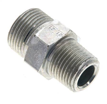 Embout double en acier zingué UNS 1''-14 x 1/2'' NPT ORFS 400 Bar - Hydraulique