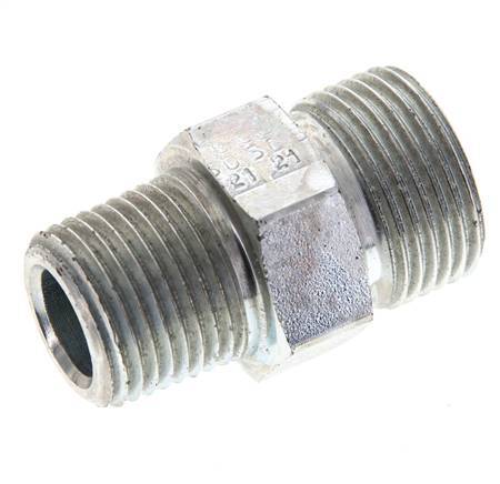 Embout double en acier zingué UNS 1''-14 x 1/2'' NPT ORFS 400 Bar - Hydraulique