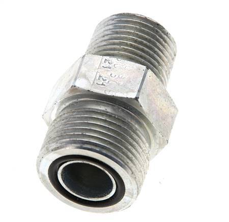 Embout double en acier zingué UNS 1''-14 x 1/2'' NPT ORFS 400 Bar - Hydraulique
