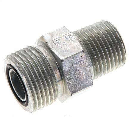 Embout double en acier zingué UNS 1''-14 x 1/2'' NPT ORFS 400 Bar - Hydraulique