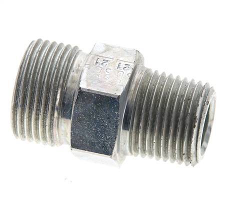 Embout double en acier zingué UNS 1''-14 x 1/2'' NPT ORFS 400 Bar - Hydraulique