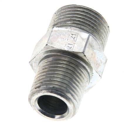 Embout double en acier zingué UNS 1''-14 x 1/2'' NPT ORFS 400 Bar - Hydraulique