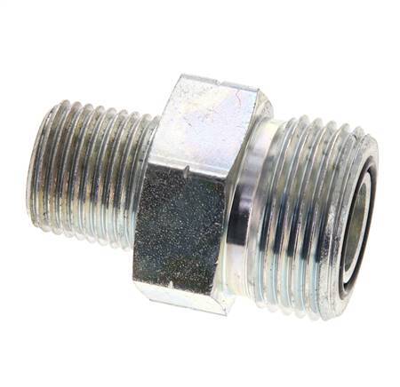 UN 1-3/16''-12 x 1/2'' NPT Embout double en acier zingué ORFS 400 Bar - Hydraulique