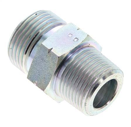 UN 1-3/16''-12 x 3/4'' NPT Embout double en acier zingué ORFS 400 Bar - Hydraulique