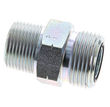 UN 1-3/16''-12 x 3/4'' NPT Embout double en acier zingué ORFS 400 Bar - Hydraulique