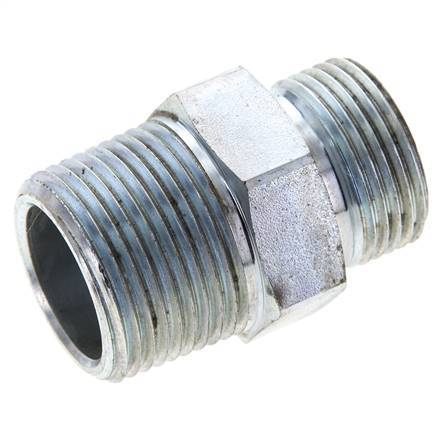 UN 1-3/16''-12 x 1'' NPT Embout double en acier zingué ORFS 400 Bar - Hydraulique