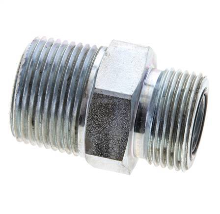 UN 1-3/16''-12 x 1'' NPT Embout double en acier zingué ORFS 400 Bar - Hydraulique