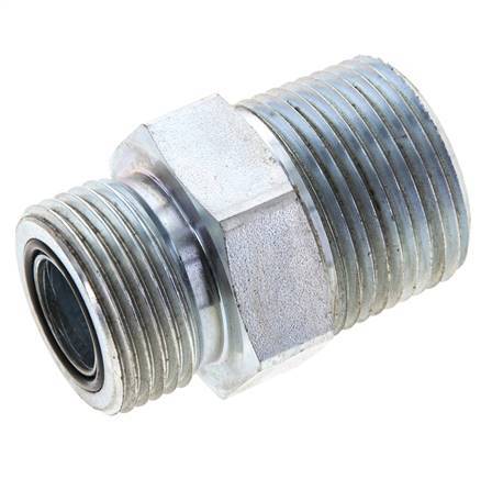 UN 1-3/16''-12 x 1'' NPT Embout double en acier zingué ORFS 400 Bar - Hydraulique