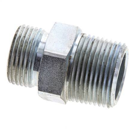 UN 1-3/16''-12 x 1'' NPT Embout double en acier zingué ORFS 400 Bar - Hydraulique