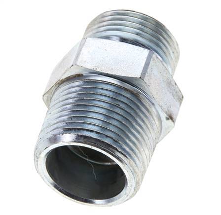 UN 1-3/16''-12 x 1'' NPT Embout double en acier zingué ORFS 400 Bar - Hydraulique